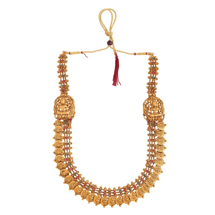 Yellow Chimes Jewellery Set for Women and Girls Temple Jewellery Set Gold Plated Coin Designed Temple Jewellery Set Birthday Gift for girls and women Anniversary Gift for Wife Yellow Chimes Earrings