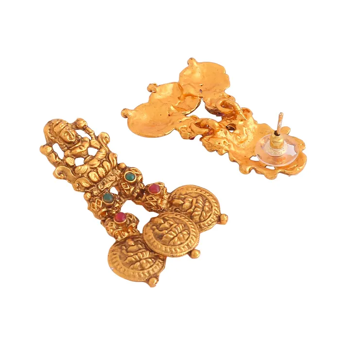 Yellow Chimes Jewellery Set for Women and Girls Temple Jewellery Set Gold Plated Coin Designed Temple Jewellery Set Birthday Gift for girls and women Anniversary Gift for Wife Yellow Chimes Earrings