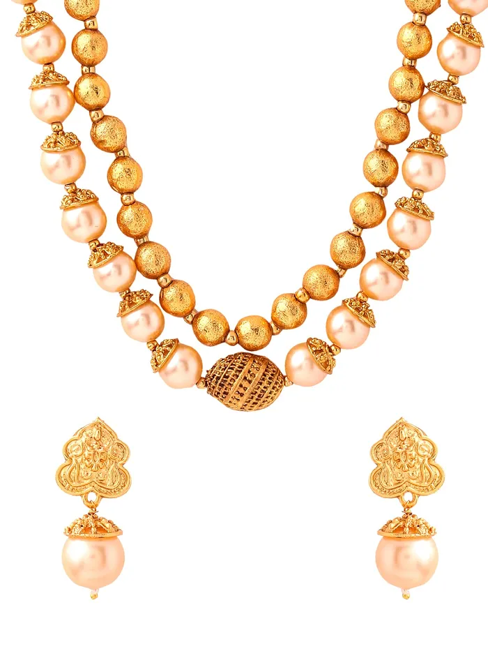Yellow Chimes Jewellery Set For Women Gold Plated Necklace Set for Women Traditional Long Pearl Jewellery Sets l Birthday Gift for Girls Women Anniversary Gift for Wife Yellow Chimes Necklaces