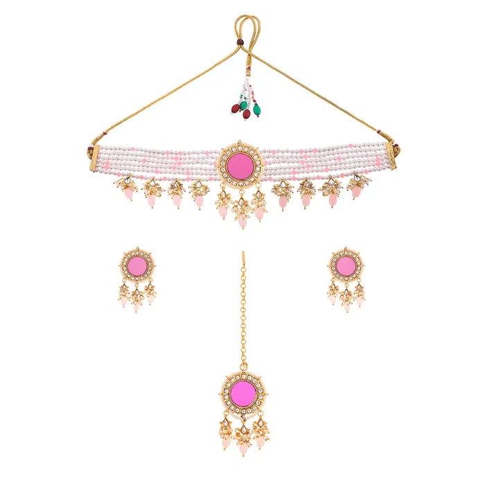 Yellow Chimes Jewellery Set for Women Traditional Pink Beads Choker Necklace Set Mirror Worked Gold Plated Choker Set for Girls Birthday Gift for Girls Women Anniversary Gift for Wife Yellow Chimes Necklaces Yellow Chimes Jewellery Set for Women Traditional Pink Beads Choker Necklace Set Mirror Worked Gold Plated Choker Set for Girls Birthday Gift for Girls Women Anniversary Gift for Wife Yellow Chimes Necklaces