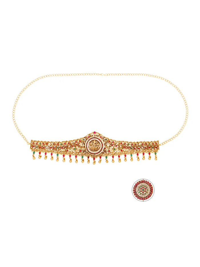 Yellow Chimes Kamarbandh for Women Wedding Ethnic Gold Plated Adjustable Waist Chain 276 cm Gold Earrings