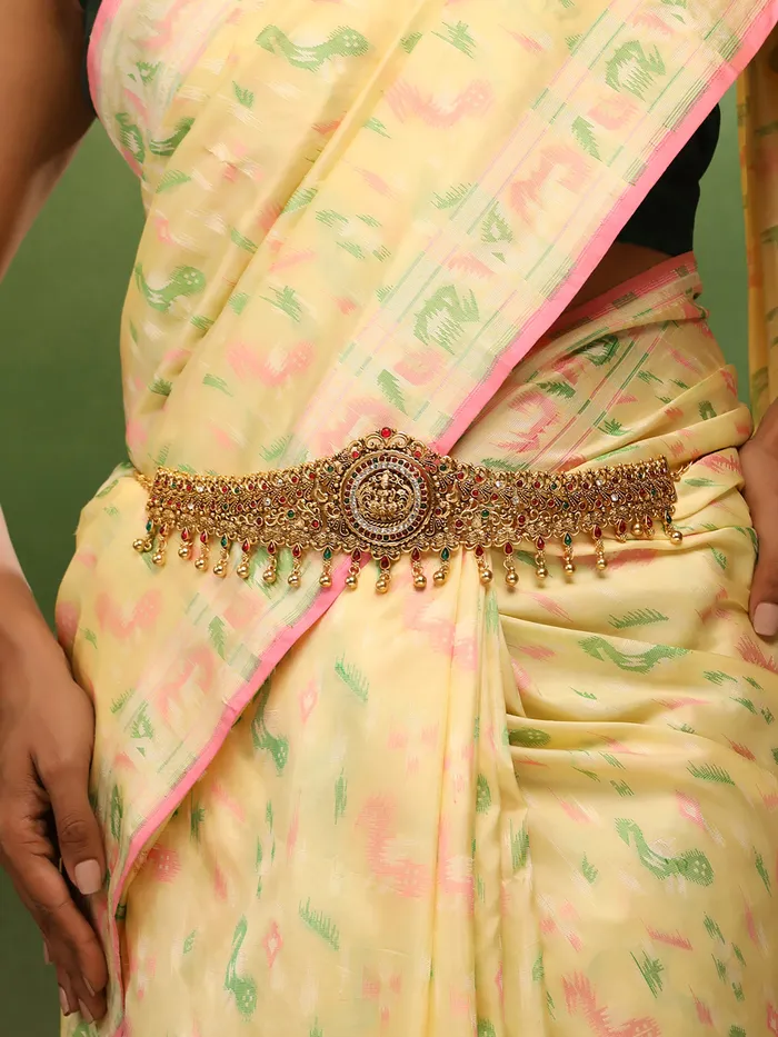 Yellow Chimes Kamarbandh for Women Wedding Ethnic Gold Plated Adjustable Waist Chain 276 cm Gold Earrings
