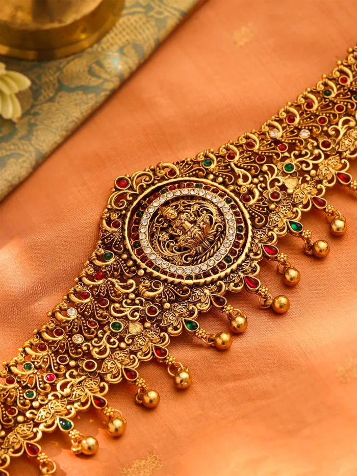 Yellow Chimes Kamarbandh for Women Wedding Ethnic Gold Plated Adjustable Waist Chain 276 cm Gold Earrings