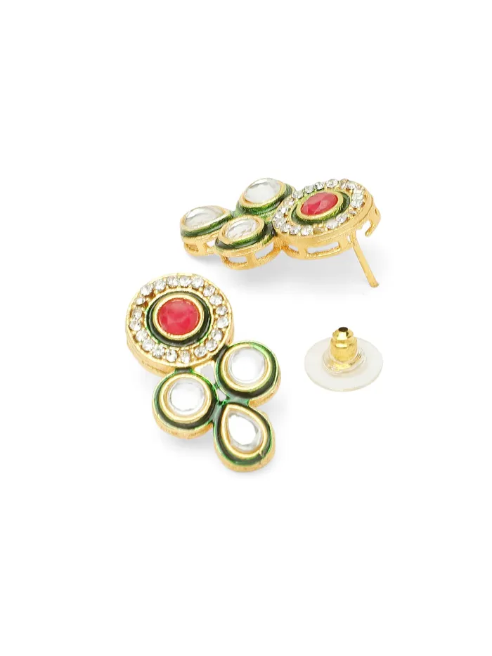 Yellow Chimes Kundan Jewellery Set for Women Pink Beads Necklace Set Gold Plated Traditional Choker Necklace Set for Women and Girls Yellow Chimes Necklaces