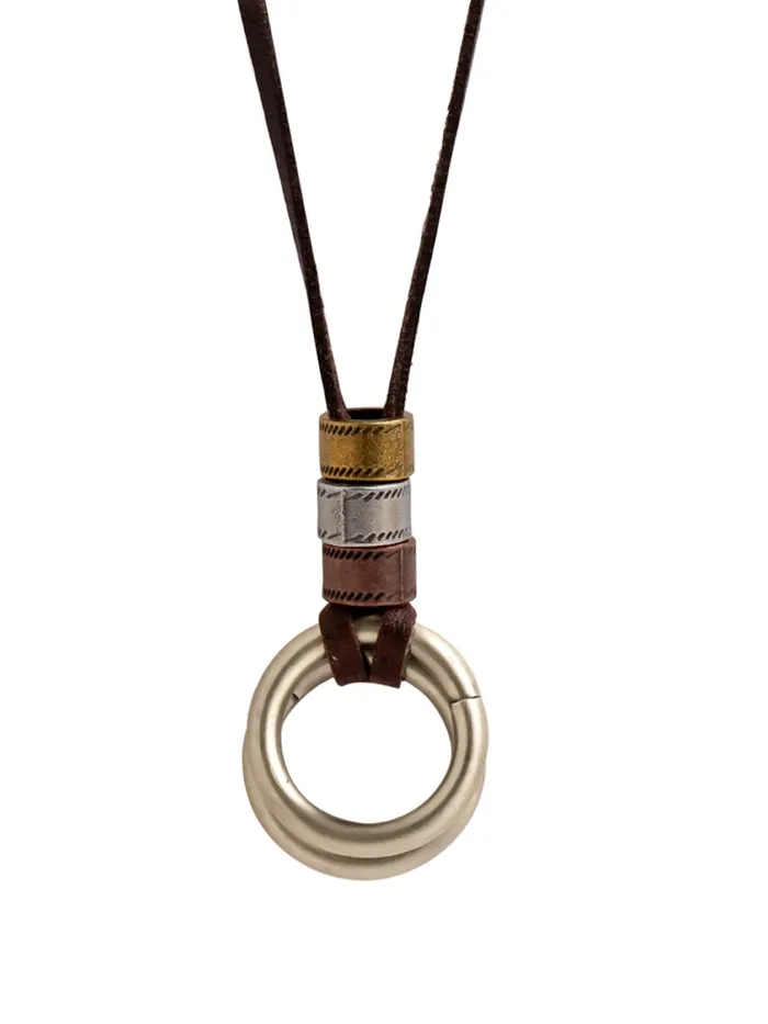 Yellow Chimes Leather Pendant for Men Fashion Locket Pendants for Men Round Shaped Pendant Necklace Brown Leather Rope Chain for Boys Accessories for Men Birthday Gift for Men Boys Yellow Chimes Rings