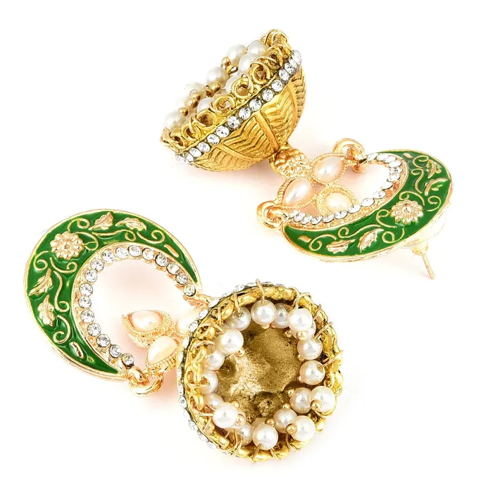Yellow Chimes Meenakari Work Traditional Jhumka Fusion Chandbali Earrings for Women Girls Yellow Chimes Bracelets