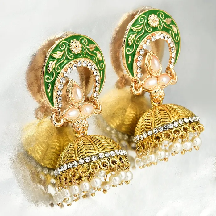 Yellow Chimes Meenakari Work Traditional Jhumka Fusion Chandbali Earrings for Women Girls Yellow Chimes Bracelets