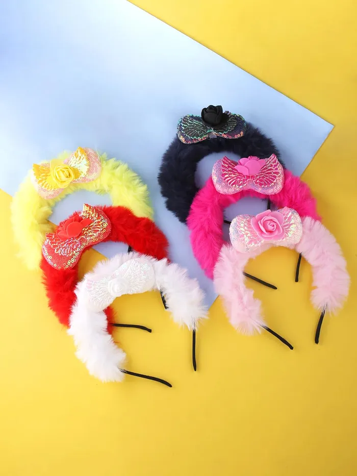 Yellow Chimes Melbees by Yellow Chimes Hair Bands for Girls Kids Hair Accessories for Girls Baby Hair Band 6 Pcs Combo Multicolor Hairband for Girls Kids Head Bands for Girls Kids Toddlers Earrings