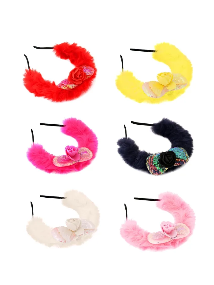 Yellow Chimes Melbees by Yellow Chimes Hair Bands for Girls Kids Hair Accessories for Girls Baby Hair Band 6 Pcs Combo Multicolor Hairband for Girls Kids Head Bands for Girls Kids Toddlers Earrings