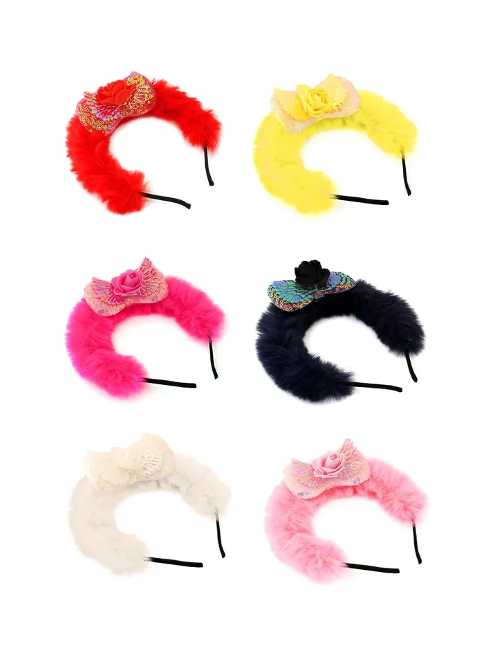 Yellow Chimes Melbees by Yellow Chimes Hair Bands for Girls Kids Hair Accessories for Girls Baby Hair Band 6 Pcs Combo Multicolor Hairband for Girls Kids Head Bands for Girls Kids Toddlers Earrings