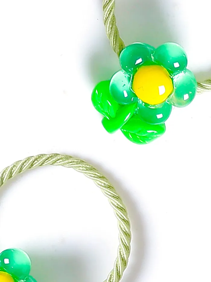 Yellow Chimes Melbees by Yellow Chimes Rubber Bands for Girls Kids Hair Accessories for Girls Hair Tie 30 Pcs Cute Floral Rubberbands for Kids Ponytail Holder For Baby Girls Toddlers Necklaces