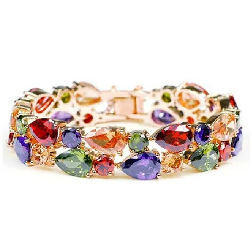 Yellow Chimes Moxie Collection Sparkling Colors Flowerets Vine Swiss CZ 18K Rose Gold Plated Bracelet for Women Yellow Chimes Bracelets Yellow Chimes Moxie Collection Sparkling Colors Flowerets Vine Swiss CZ 18K Rose Gold Plated Bracelet for Women Yellow Chimes Bracelets