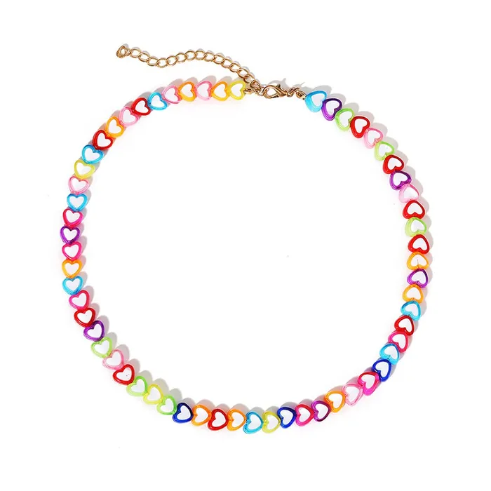 Yellow Chimes Necklace for Girls Multicolour Heart Shaped Necklace chain for Girls and Kids Yellow Chimes Earrings