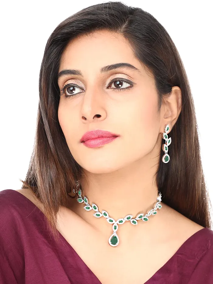 Yellow Chimes Necklaces Yellow Chimes American Diamond Necklace Set For Women Red and White Stone Gold plated Jewellery Set For Women Diamond Necklace Set Birthday Gift for Girls Anniversary Gift for Wife