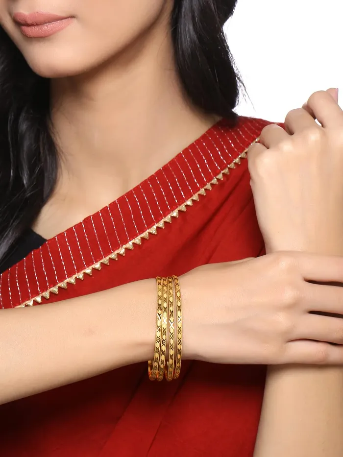 Yellow Chimes Necklaces Yellow Chimes Bangles for Women Gold Toned Set of 4 Pcs Dialy Wear Bangles for Women and Girls