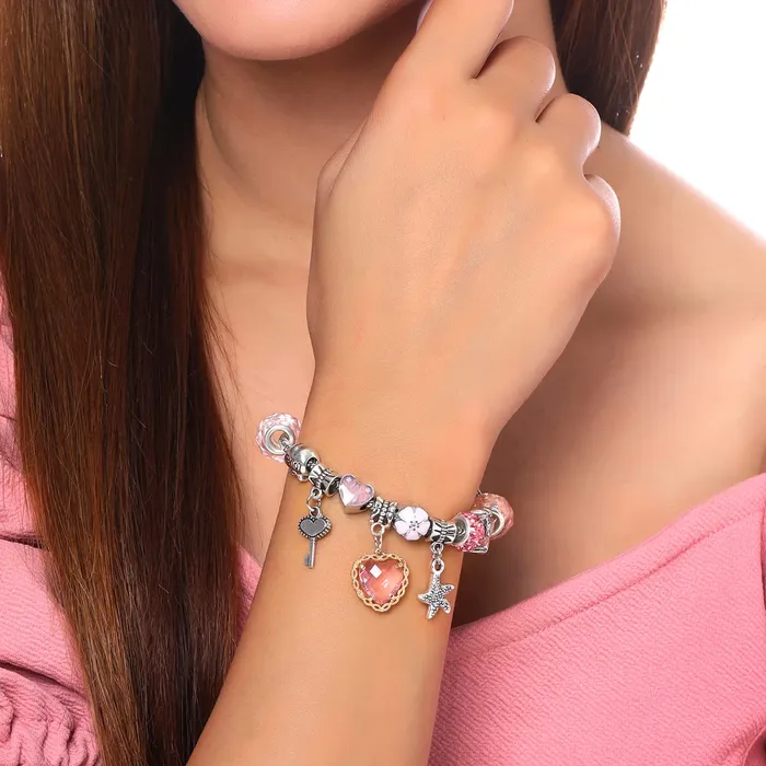 Yellow Chimes Necklaces Yellow Chimes Bracelet For Women eyecatching Silver Tone With Different Charms Hanging Bracelet For Women and Girls