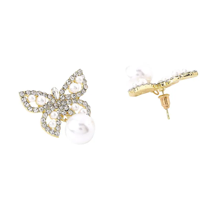 Yellow Chimes Necklaces Yellow Chimes Earrings for Women and Girls Golden Crystal Drop Earrings for Women Gold Plated Butterfly Shaped Drop Earrings Birthday Gift for girls and women Anniversary Gift for Wife