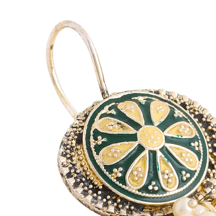 Yellow Chimes Necklaces Yellow Chimes Earrings for Women and Girls Meenakari Chandbali Gold Plated Green Meenakari Chandbali Earrings Birthday Gift for girls and women Anniversary Gift for Wife