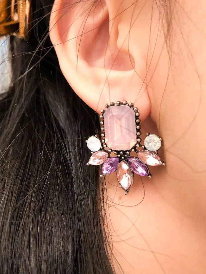 Yellow Chimes Necklaces Yellow Chimes Earrings For Women Multicolor Crystal Studded Floral Designed Glamorous Earrings For Women and Girls