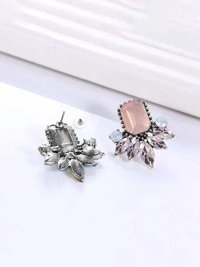 Yellow Chimes Necklaces Yellow Chimes Earrings For Women Multicolor Crystal Studded Floral Designed Glamorous Earrings For Women and Girls