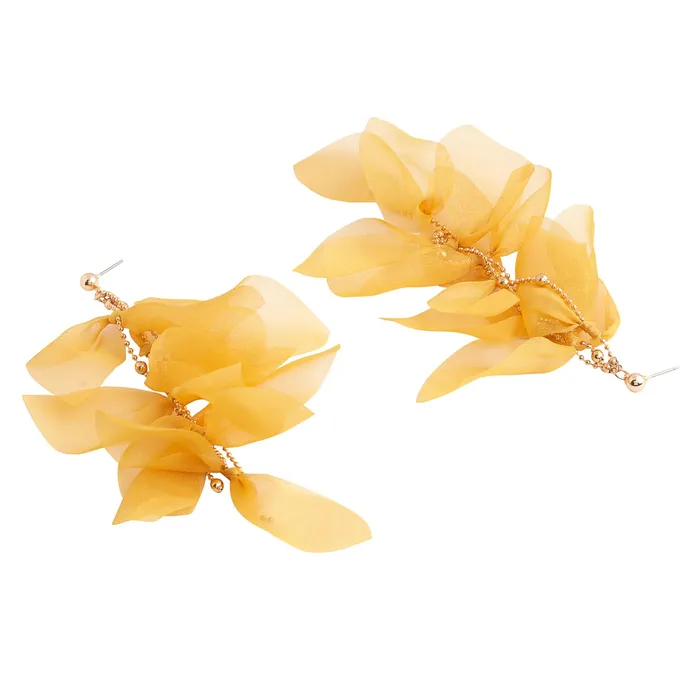 Yellow Chimes Necklaces Yellow Chimes Earrings For Women Yellow color Petal Shape Designed Long Drop Dangler Earrings For Women and Girls