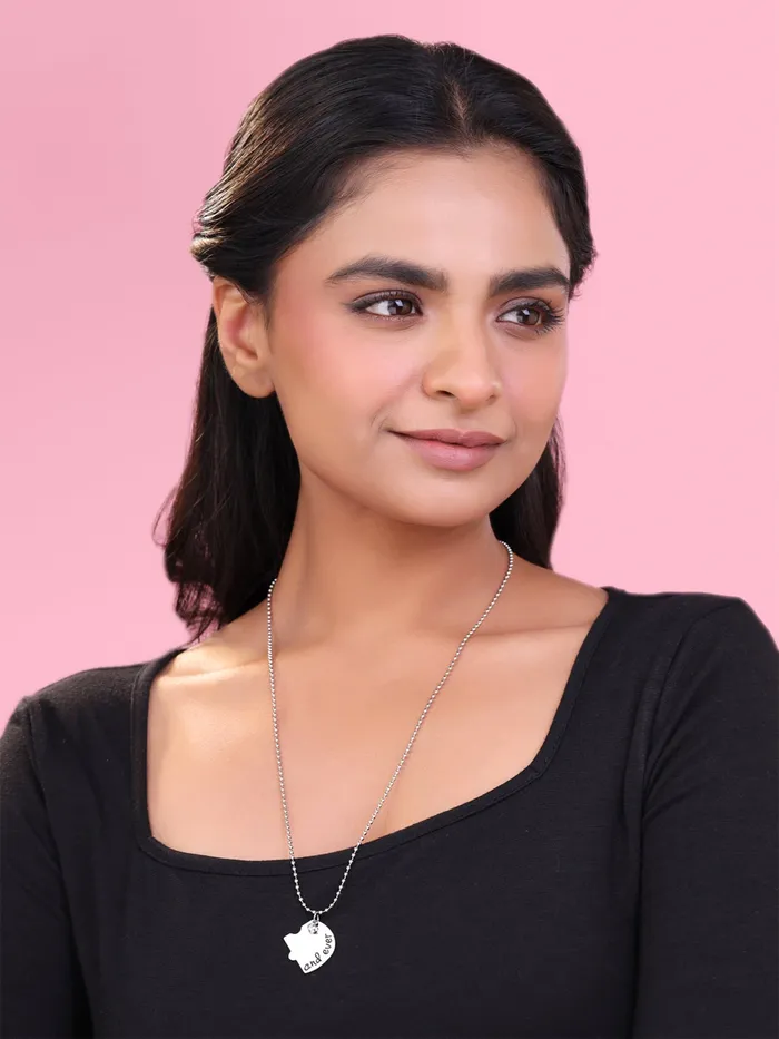 Yellow Chimes Necklaces Yellow Chimes Friendship Necklace Best Friend Locket Chain with Pendant Girls Chains and Necklaces for Women Neck Accessories Friendship Chain Silver