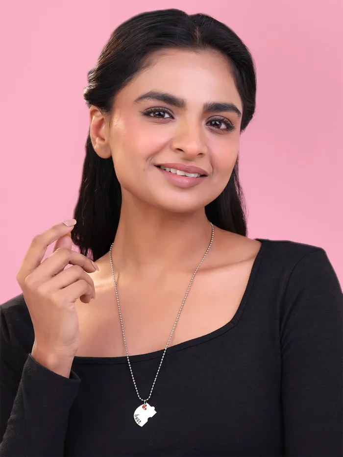 Yellow Chimes Necklaces Yellow Chimes Friendship Necklace Best Friend Locket Chain with Pendant Girls Chains and Necklaces for Women Neck Accessories Friendship Chain Silver