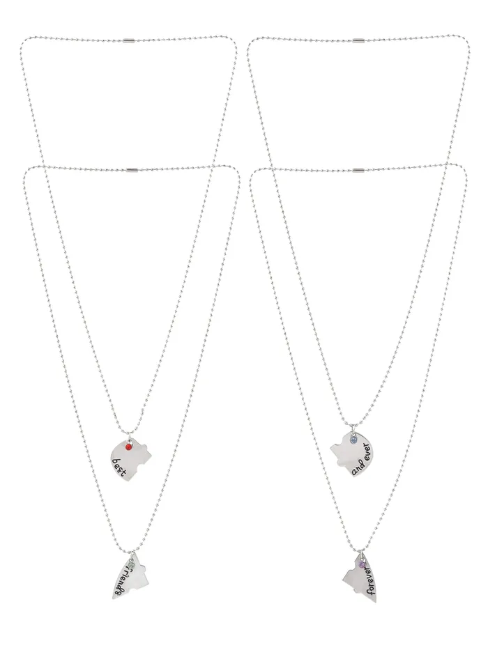 Yellow Chimes Necklaces Yellow Chimes Friendship Necklace Best Friend Locket Chain with Pendant Girls Chains and Necklaces for Women Neck Accessories Friendship Chain Silver