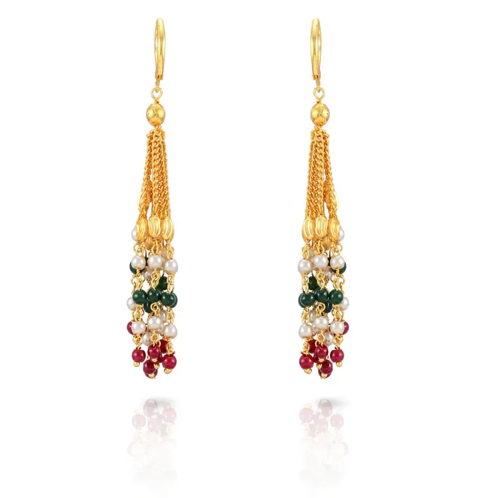 Yellow Chimes Necklaces Yellow Chimes Ganthan Moti Handmade Pearl Multilayer Beads Gold Plated Traditional Long Chain Necklace Set with Earrings Jewellery Set for Women and Girls