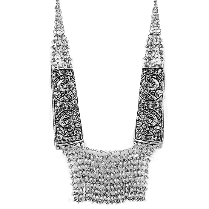Yellow Chimes Necklaces Yellow Chimes German Silver Oxidized Necklace Handmade Work Peacock Charm Studded Crystal Antique Necklace for Women and Girls Silver Oxidized Yellow Chimes Necklaces Yellow Chimes German Silver Oxidized Necklace Handmade Work Peacock Charm Studded Crystal Antique Necklace for Women and Girls Silver Oxidized