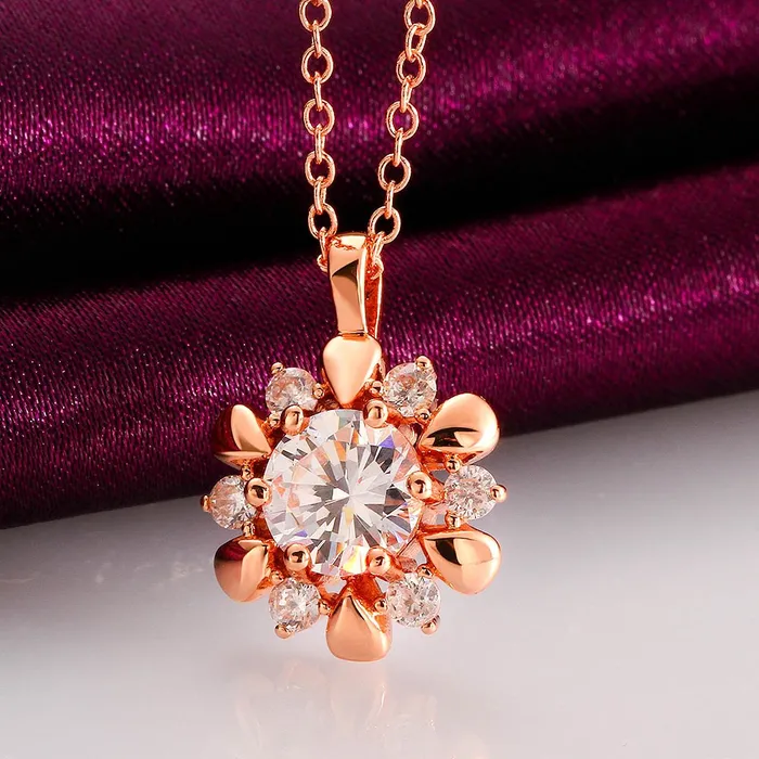 Yellow Chimes Necklaces Yellow Chimes Glowing Golden Sunflower 18K Rose Gold Plated Hallmarked Austrian Crystal Jewellery Set for Girls and Women