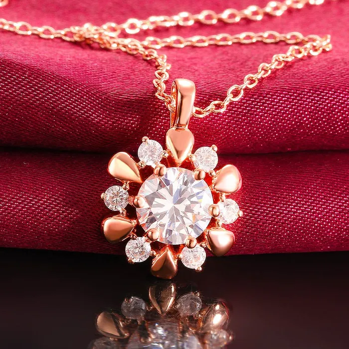 Yellow Chimes Necklaces Yellow Chimes Glowing Golden Sunflower 18K Rose Gold Plated Hallmarked Austrian Crystal Jewellery Set for Girls and Women