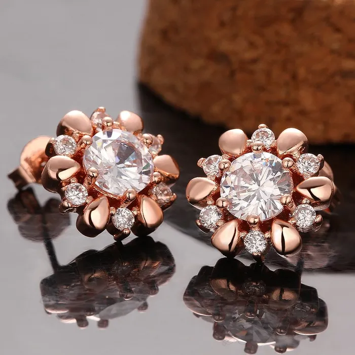 Yellow Chimes Necklaces Yellow Chimes Glowing Golden Sunflower 18K Rose Gold Plated Hallmarked Austrian Crystal Jewellery Set for Girls and Women