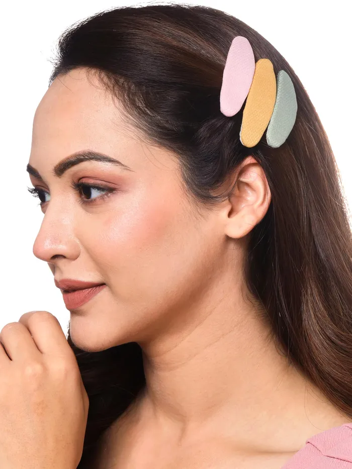 Yellow Chimes Necklaces Yellow Chimes Hair Clips for Women Girls Hair Clip Hair Accessories for Women 6 Pcs Multicolor Fabric Floral Printed Snap Hair Clips for Girls Tic Tac Clips Hairclips for Women Girls