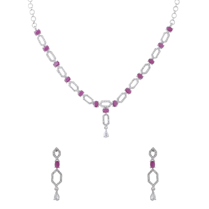 Yellow Chimes Necklaces Yellow Chimes Jewellery Set for Women and Girls American Diamond Jewellery Set Silver Tone Pink AD Necklace Set Birthday Gift for girls and women Anniversary Gift for Wife Yellow Chimes Necklaces Yellow Chimes Jewellery Set for Women and Girls American Diamond Jewellery Set Silver Tone Pink AD Necklace Set Birthday Gift for girls and women Anniversary Gift for Wife