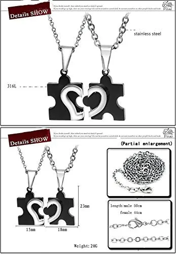Yellow Chimes Necklaces Yellow Chimes Lovers Heart Joining Two Piece Couple Pendant Pair for Girls and Boys