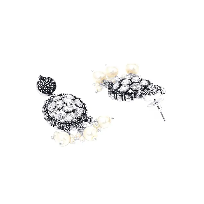 Yellow Chimes Necklaces Yellow Chimes Oxidised Jewellery Set for Women Silver Oxidised Jewellery Set Peacock Design Traditional Choker Necklace Set for Women and Girls