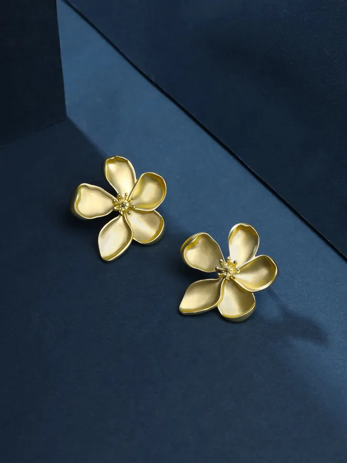 Yellow Chimes Necklaces Yellow Chimes Stud Earrings for Women Fashion Golden Studs Earrings for Girls Western Style Floral Shaped Women Earrings Birthday Anniversary Gift for Girls Wife