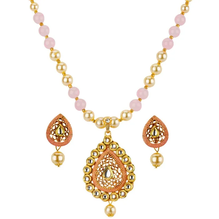Yellow Chimes Necklaces Yellow Chimes Traditional Pearl Kundan Gold Plated Necklace Woth Drop Earrings for Women Yellow Chimes Necklaces Yellow Chimes Traditional Pearl Kundan Gold Plated Necklace Woth Drop Earrings for Women