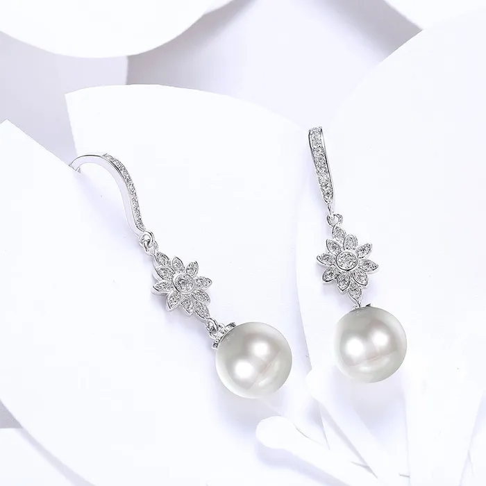 Yellow Chimes Pearl Drop Earrings for Women A5 Grade Crystal Fresh Water Pearl Silver Plated Drop Earrings for Women and Girls Yellow Chimes Earrings