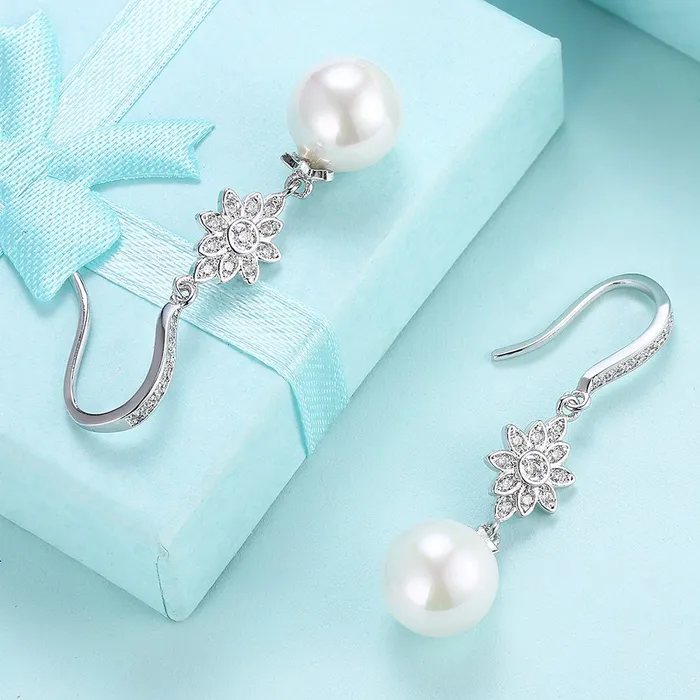 Yellow Chimes Pearl Drop Earrings for Women A5 Grade Crystal Fresh Water Pearl Silver Plated Drop Earrings for Women and Girls Yellow Chimes Earrings