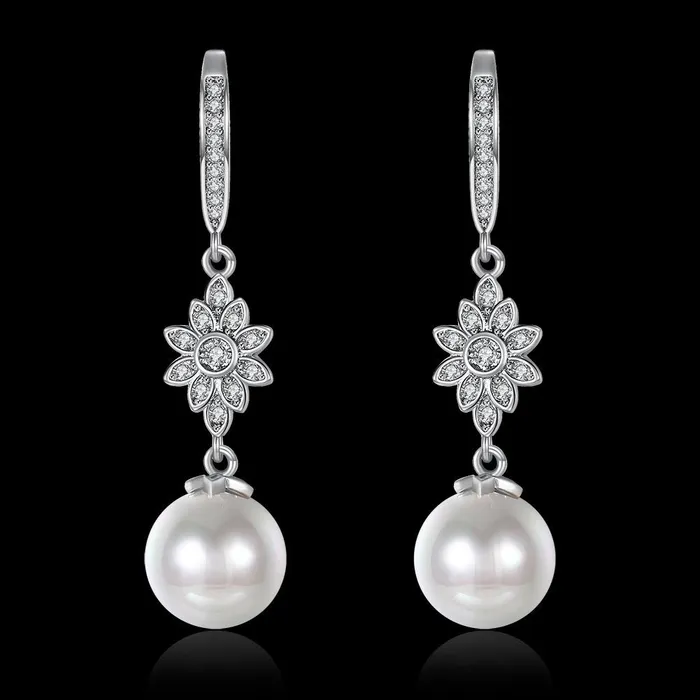 Yellow Chimes Pearl Drop Earrings for Women A5 Grade Crystal Fresh Water Pearl Silver Plated Drop Earrings for Women and Girls Yellow Chimes Earrings