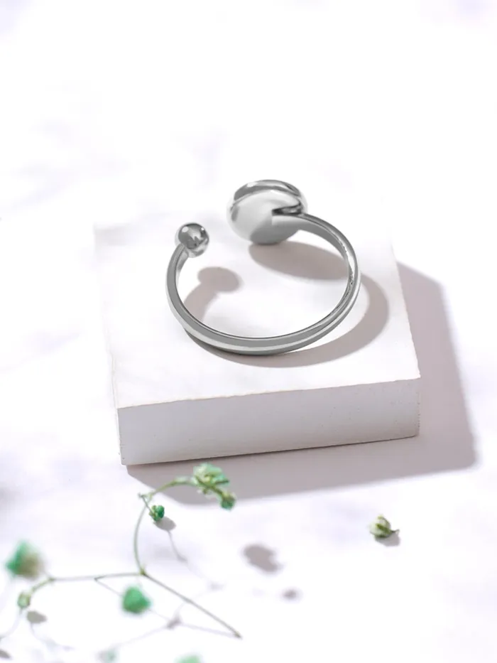 Yellow Chimes Pearl Rings For Women Fashion Adjustable Black Ring Rhodium Plated Finger Ring for Girls Eternal Shine Birthday Gift For Girls Women Anniversary Gift for Wife Yellow Chimes Necklaces