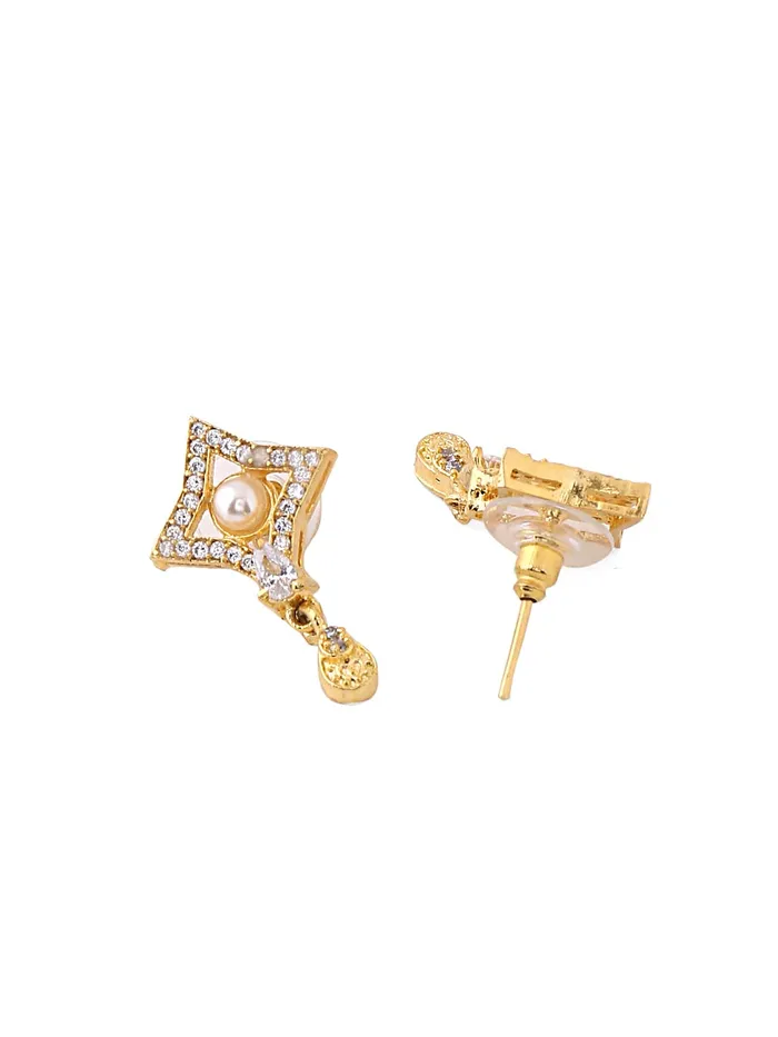 Yellow Chimes Pendant Set for Women Gold and Silver Toned Crystal Studded Geometric Designed Pendant Set with Earrings for Women and Girls Yellow Chimes Earrings