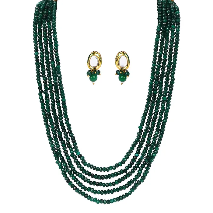 Yellow Chimes PreStyled Sets Yellow Chimes Classic Design Five Layers Emerald Green Onyx Stone Beads Semi Precious Gemstone Necklace set With Earrings For Women Girls Yellow Chimes PreStyled Sets Yellow Chimes Classic Design Five Layers Emerald Green Onyx Stone Beads Semi Precious Gemstone Necklace set With Earrings For Women Girls