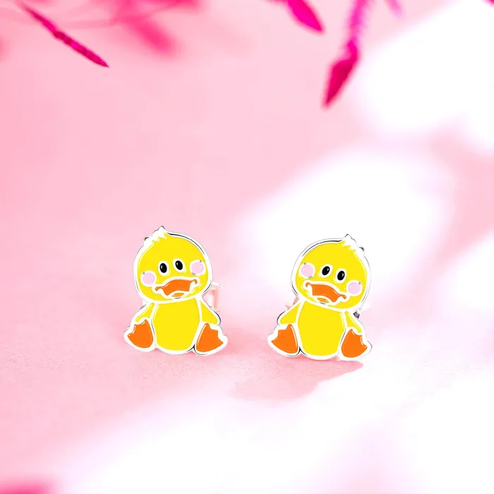 Yellow Chimes Raajsi by Yellow Chimes 925 Sterling Silver Stud Earring for Girls Kids Melbees Kids Collection Duck Designed Birthday Gift for Girls Kids With Certificate of Authenticity 6 Month Warranty Earrings