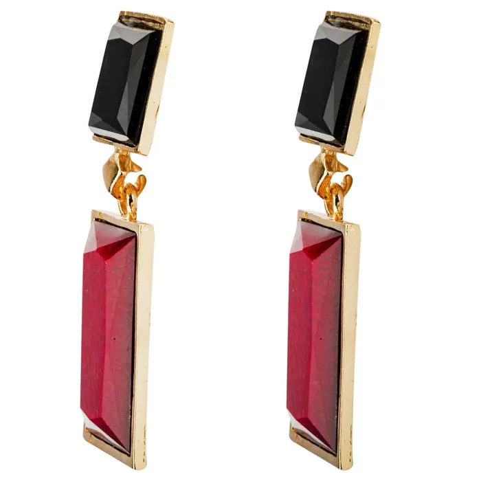 Yellow Chimes Red and Black Crystal Stone Stud Earrings Set Fashionable Western Style Earrings Combo for Girls Women Yellow Chimes Necklaces