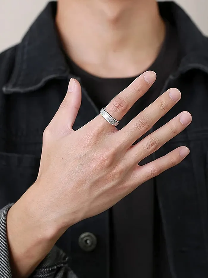 Yellow Chimes Ring for Men Silver Toned Band Style Titanium Stainless Steel Smooth Finished Eye Catched Sleek Ring for Men and Boys Yellow Chimes Earrings