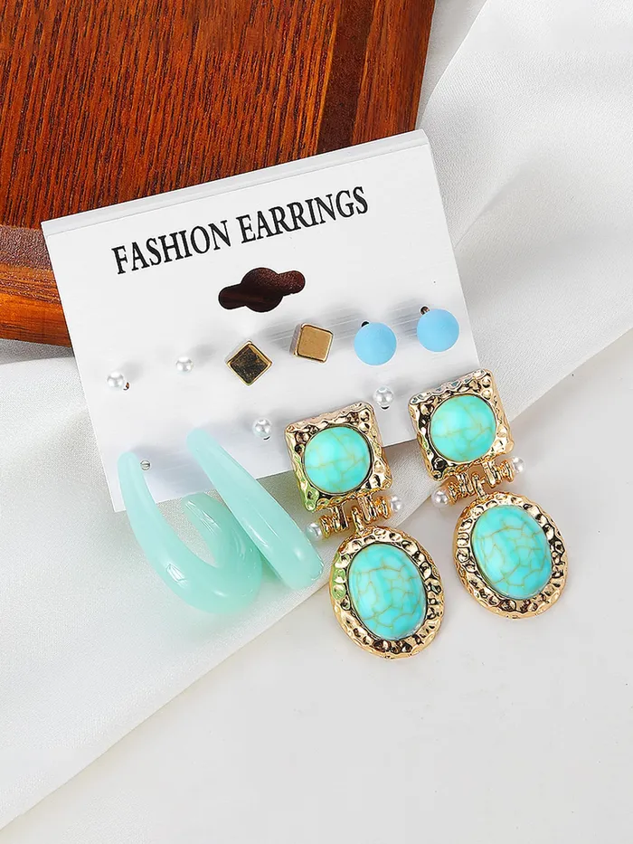 Yellow Chimes Rings Combo 6 Pairs of Multicolor Earrings Hoop Drop Stud GiftWorthy Lightweight Traditional