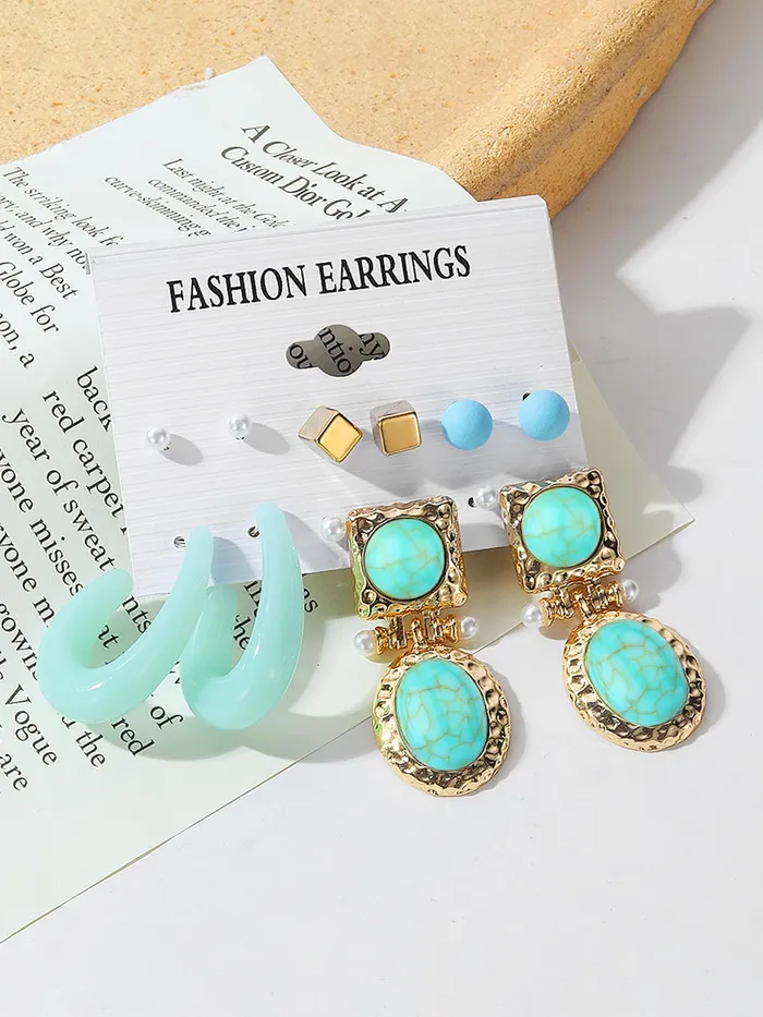 Yellow Chimes Rings Combo 6 Pairs of Multicolor Earrings Hoop Drop Stud GiftWorthy Lightweight Traditional